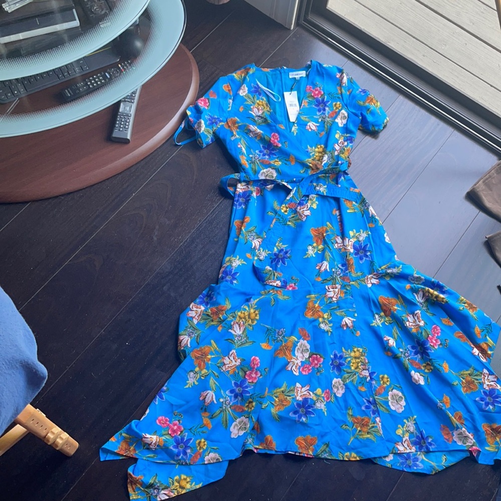 Blue floral print Calvin Klein dress-NWT